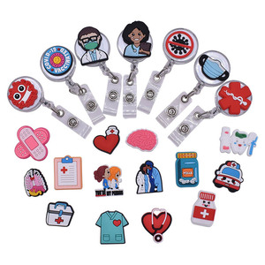 Custom Logo Medical Nurse Retractable Badge Reel Mix Styles Anime Medical ID Name Doctor Card Promotional Keychains Carabiners