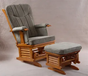 เก้าอี้โซฟาพักผ่อนในบ้านสำหรับผู้ใหญ่,เก้าอี้โยกปรับได้ทำจากไม้แข็งแรงพักเท้าได้เก้าอี้โยก