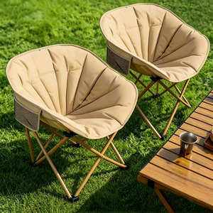 Chaise pliante de style glamping avec cadre métallique haut de gamme et coque rembourrée en coton – Siège portable pour l'intérieur et l'extérieur, idéal pour la maison, le camping et les pique-niques - Product Image 1