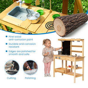 Cuisine en bois Montessori pour jeux de rôle en extérieur, pour la maternelle, la garderie, la crèche, le jardin, station d'activités culinaires - Product Image 3