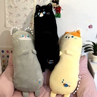 Coussin en peluche chat long Kawaii, oreiller doux en forme de dessin animé, coussin de corps en peluche chat pour la chambre et la décoration intérieure