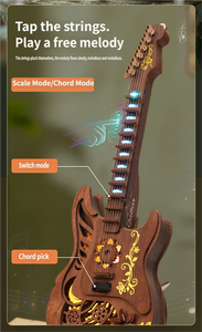 Modelo de Guitarra de Madera con Luces, Funciona con Pilas, Kit de Ensamblaje DIY, Decoración de Escritorio, Regalo de Cumpleaños, Recuerdo, Juguete para Amantes de la Música - Product Image 4