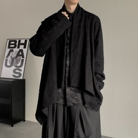 Blazer décontracté noir jacquard irrégulier pour homme, à manches longues, simple boutonnage, coupe ample, style streetwear, veste d'extérieur pour homme
