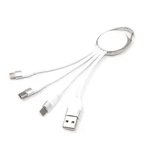 2024 Popular 3 In 1 USB Multi Charger Portable USB Mobile Phone Charging Cable Keychain For iPhone Type C Android