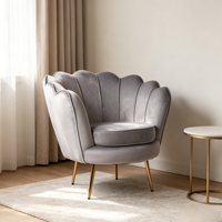 Fauteuil d'appoint en velours fleuri CARLFORD, style moderne, avec pieds dorés, pour la maison, le salon ou l'hôtel