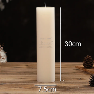 بيع بالجملة رومانسي زفاف كلاسيكي بدون دخان عمود شمعة عمود كبير أبيض عاجي أسطواني شمع - Product Image 6