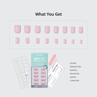 BTArtbox Faux Ongles à Presser Couleur Unie Printemps-Été Vente en Gros Courts Carrés Réutilisables en Gel Souple Rose Faits Main