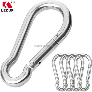 Mousquetons de sécurité en acier inoxydable de 3,15 pouces, robustes, à ressort, en forme de D, pour l'escalade, attaches rapides en métal - Product Image 1