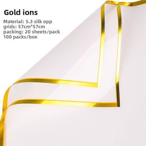 Papier d'emballage BOPP doré à double face, gaufré or, imperméable, à ions d'or, 57x57cm, 20 feuilles, très vendu - Product Image 6