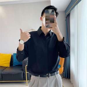 M-2XL hommes édition coréenne Non fer à manches longues chemise printemps mode décontracté simple boutonnage chemise haut Streetwear - Product Image 5