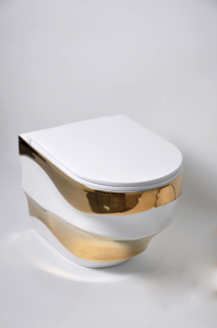 Phòng tắm hiện đại gốm nhà vệ sinh bát <span class=keywords><strong>WC</strong></span> Set với vàng treo tường kéo dài một mảnh cấu trúc và P-trap thoát nước màu <span class=keywords><strong>WC</strong></span> - Product Image 4