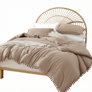 Beige Linen Modern 200TC All-Season Bedding <b>Set</b> Soft Breathable 3 Piece Comforter <b>Set</b> Quilt Cover <b>Set</b> for Home - Product Image 1