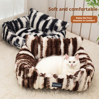Lit de canapé carré pour animaux de compagnie en polycoton à carreaux, en peluche épaisse, avec fond antidérapant, lavable, doux, pour chiens et chats de petite, moyenne et grande taille