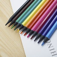 Étui à crayons hexagonal noir foncé pastel 12 couleurs, version anglaise, coffret de crayons de couleur