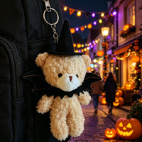Cadeau d'Halloween : Petit porte-clés en peluche, pendentif figurine (chapeau de sorcière, aile de chauve-souris, citrouille), breloque de sac à dos, pour fête, vente en gros, faible MOQ, fabriqué en Chine
