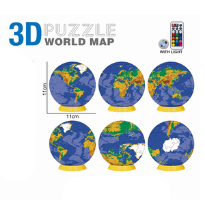 Puzzle 3D Educativo Fai-da-Te con <span class=keywords><strong>Globo</strong></span>, Luna, Pallone da Basket e Pallone da Calcio Illuminati con Telecomando e Stampa UV - Product Image 2