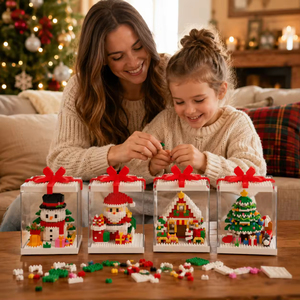 Micro blocs de construction de Noël, jouets éducatifs en mini briques, modèle de maison dans les arbres, bonhomme de neige, Père Noël, jouet de puzzle DIY pour enfants, cadeau de Noël - Product Image 3