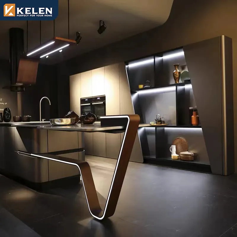 Kelen-armario de cocina eléctrico personalizado de los Ángeles, mueble curvo italiano