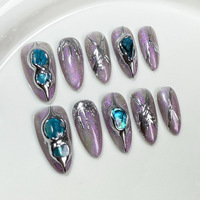 Venta al por Mayor de 10 Uds. de Uñas Postizas de Gel Hechas a Mano, Personalizadas, de Lujo, Pintadas a Mano, Hermosas