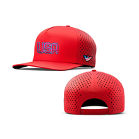 Nouvelle casquette de baseball sportive en polyester imperméable à 5 panneaux, avec logo brodé personnalisé en PVC et découpe laser, style haute couronne tendance