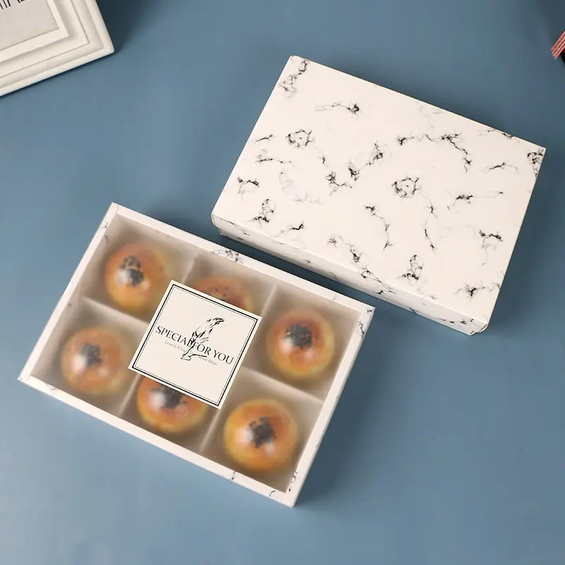 Kunden spezifisches Logo Einweg abbaubare gebackene Desserts Süßigkeiten Gebäck transparente Kuchen Papier box mit Fenstern