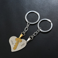 Mode coeur forme je t'aime pas cher amoureux romantique cadeau en acier inoxydable porte-clés épissage pendentif coeur Couple porte-clés cadeau