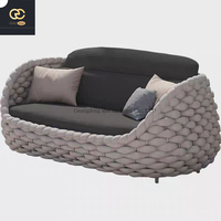 Nuevo Diseño Nórdico Europeo, Sofá Combinado de Mimbre de Lujo para Exteriores, Muebles de Terraza de Diseño Simple para Villa