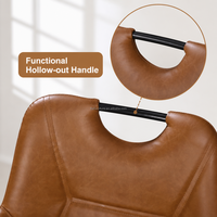 Chaise de salle à manger en cuir marron simple, fauteuil rembourré moderne et minimaliste avec pieds en métal pour la maison et les restaurants (vente en gros)