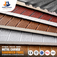 Panneau sandwich en métal sculpté, isolé en PU/EPS, panneau mural extérieur décoratif pour la construction de maisons préfabriquées