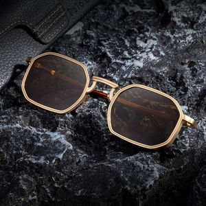 KSL-98347 Lunettes de soleil carrées en métal pour hommes, monture noire, protection UV400, classe 2, verres PC pour usage extérieur - Product Image 5