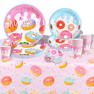 Sweet One Donut Thème Anniversaire Assiettes En <span class=keywords><strong>Papier</strong></span> Tasses Serviettes Convient pour Donut 1er Anniversaire Garçon ou Fille Fête Fournitures Décorations - Product Image 5