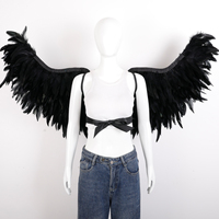 Grandes ailes gothiques en plumes noires pures pour Halloween, cosplay, costume de démon, accessoire de photographie, ailes d'ange en plumes