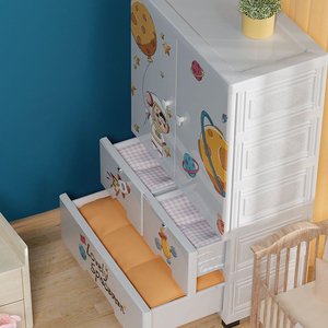 Vente en gros de tiroirs de <span class=keywords><strong>rangement</strong></span> en plastique écologiques à double porte durables Conception moulée par injection pour la salle de bain des bébés des enfants - Product Image 2