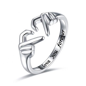 Anillo Abierto Ajustable de Latón Chapado en Oro de 18K, Diseño Geométrico 'Te Amo por Siempre', Joyería Impermeable y Antideslustre para Mujer - Product Image 1