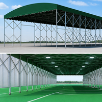 Auvent coulissant motorisé sur rail, rétractable, pour entrepôt, abri de stockage extérieur étanche en PVC