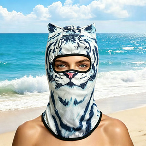 Masque de cyclisme à oreilles de chat, motif animal 3D, protection solaire, impression numérique, respirant, imperméable, pour usage extérieur - Product Image 4