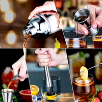 Vente Flash : Ensemble d'outils de bar en acier inoxydable (3/5/6/8/10 pièces) avec doseur à cocktail, cuillère à mélanger et pilon pour bars et hôtels