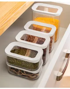 Wadah Penyimpanan Makanan Kering Sereal, Set 4 BPA Bebas Plastik Dapur Set Kaleng Kecil Kedap Udara Dispenser Sereal Praktis