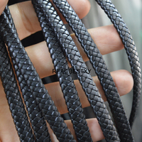 Moda yaklaşık: 7.5*3mm iyi esneklik hakiki örgülü deri halat inek derisi deri kordon bilezikler DIY takı yapımı için