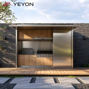Yeyon 2026 OEM 可折叠不锈钢重型烧烤岛模块化预制烧烤储物柜现代别墅户外厨房 - Product Image 1