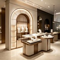 Anpassbarer Traditioneller Holz-Schmuckpräsentationstisch mit LED-Beleuchtung Glasplatte Vitrine Aufbewahrungsschubladen Langlebig Umweltfreundlich