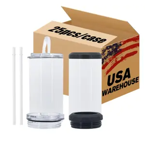 USA warehouse 4 in 1 Insulated Slim Can Cooler 12 OZ 16oz skinny straight Stainless steel sublimation thermal can coolers