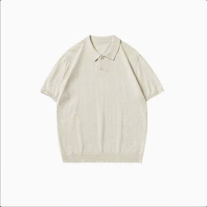 Polo de Algodón Gris de Manga Corta para Hombre, Color Sólido, Informal, Tejido Transpirable, Corte Regular - Product Image 4
