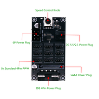 Angitu High Power Hub Fan Control de velocidad PWM Sata/Molex IDE/6Pin PCI Fuente de alimentación Regulación de velocidad Computadora 9 puertos 4Pin Fan Hub