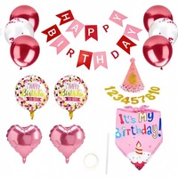 Ensemble de 15 pièces de décoration d'anniversaire pour animaux de compagnie, disponible en rose et bleu, bandana, chapeau, ballon, bannière pour fête d'anniversaire de chien ou de chat