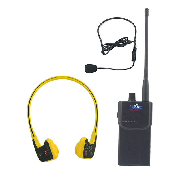 Open Water Aquatic Sports Training Set Long Range Distance 1 Transmitter 1 Bone Conduction Radio Headset for Nose Clip Earplug