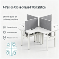 Poste de travail électrique modulaire pour 4 personnes, réglable en hauteur, bureau de cubicle ergonomique, poste de travail debout