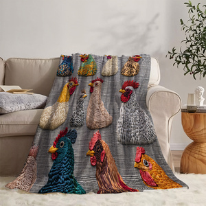 Couverture rectangulaire à motif de poulet, en coton imprimé, style moderne, écologique, pour usage domestique, quatre saisons - Product Image 2