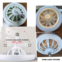 Plancher inférieur facile à installer douille de lampe à vis rotative E27 ampoules LED ventilateur lumières couverture Pc Smd2835 puces LED ventilateur de plafond à lames