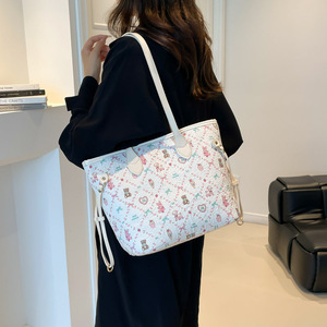 Lot de 2 sacs à bandoulière décontractés et portables en polyester, grande capacité, imprimé mignon chiot et ours, nouvelle collection été 2025 - Product Image 4